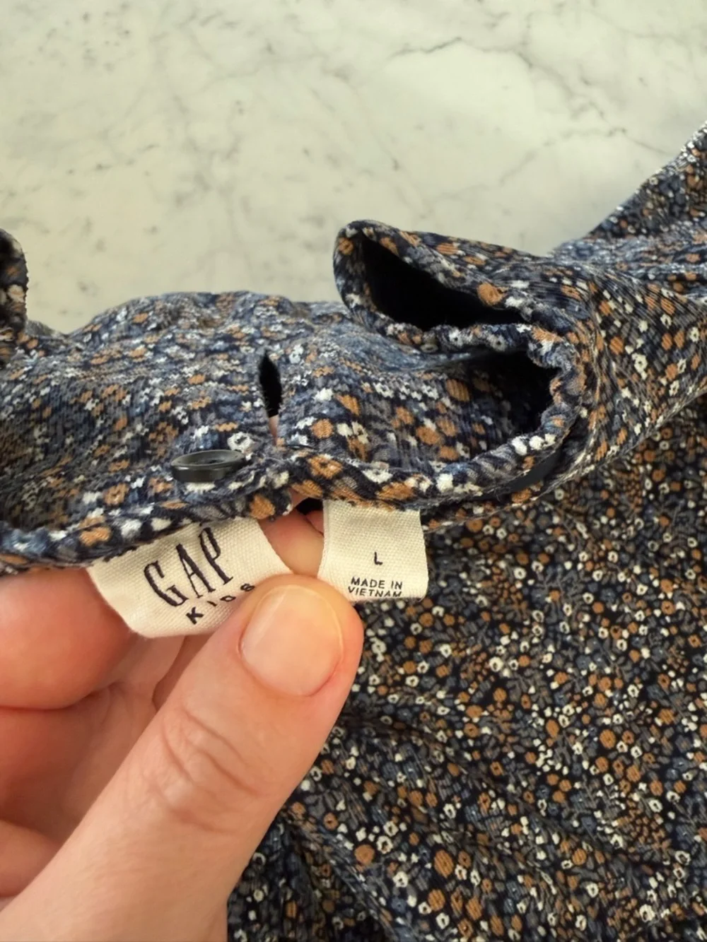 GAP Girls Navy Floral Tiered Dress Size L 10/11 Long Sleeve